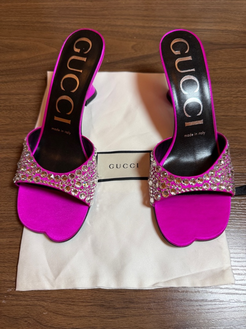GUCCI Galactica Mules Fuchsia Crystal Embellished Sculptural Heel EU 36.5 US 6.5 - Picture 2 of 16